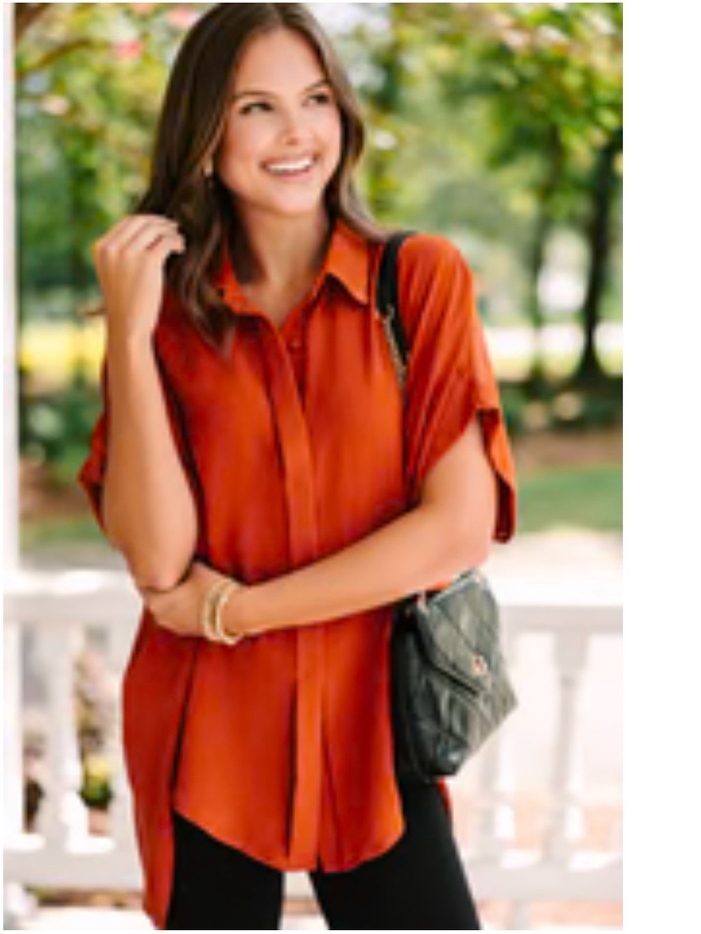 Umgee Burnt Orange Button-Down Short Sleeve Top
